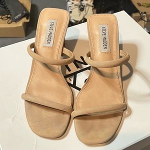 Steve Madden Beige Two-Strap Mule Heel 6
